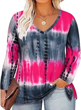 RITERA Womens Plus Size Tops Long Sleeve Shirts V Neck Tunics Fall Casual Pullover Loose Fit Basic Tshirt XL-5XL 14W-28W