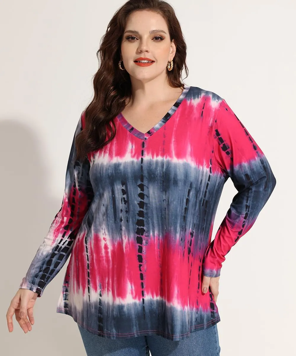 RITERA Womens Plus Size Tops Long Sleeve Shirts V Neck Tunics Fall Casual Pullover Loose Fit Basic Tshirt XL-5XL 14W-28W