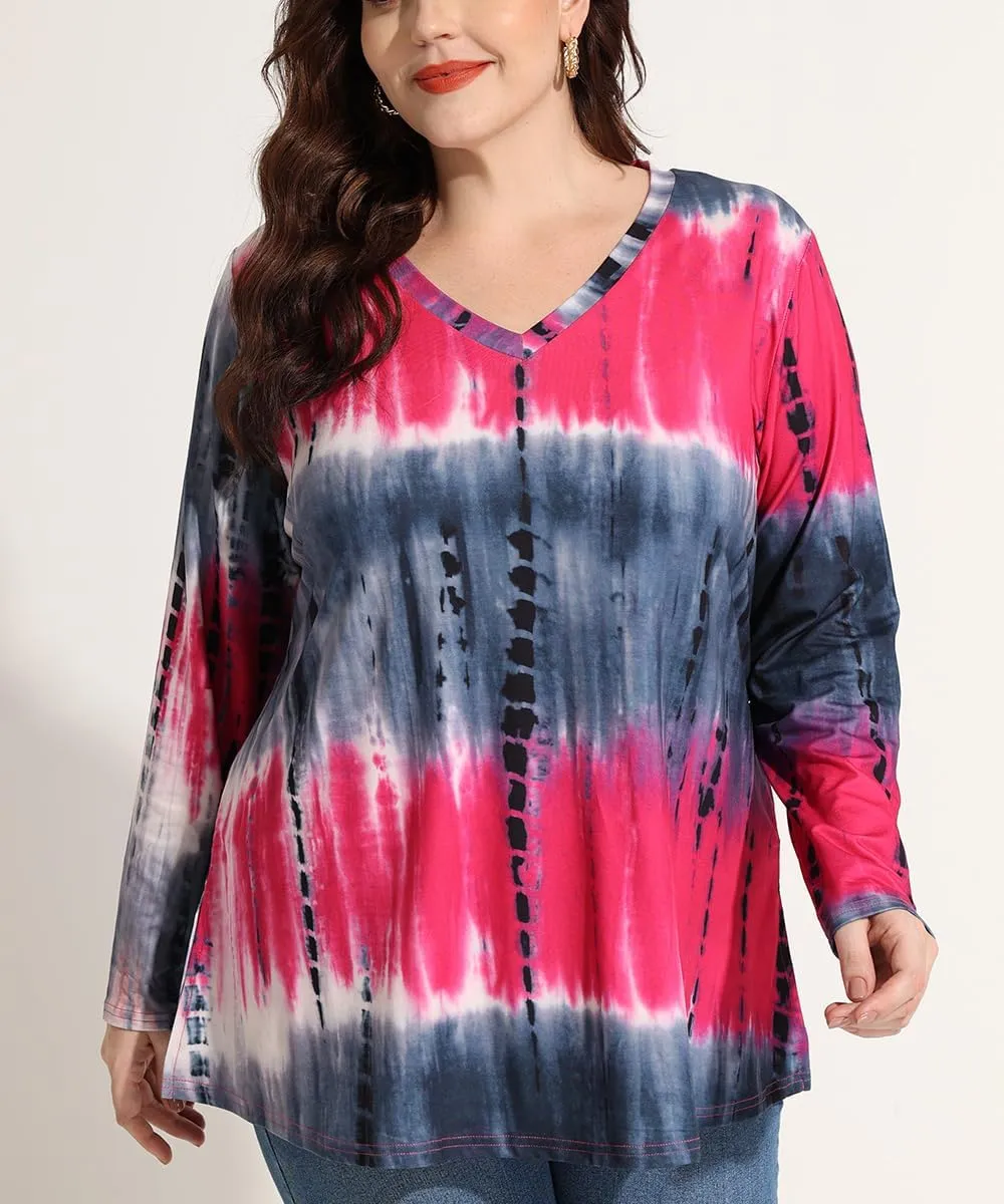 RITERA Womens Plus Size Tops Long Sleeve Shirts V Neck Tunics Fall Casual Pullover Loose Fit Basic Tshirt XL-5XL 14W-28W