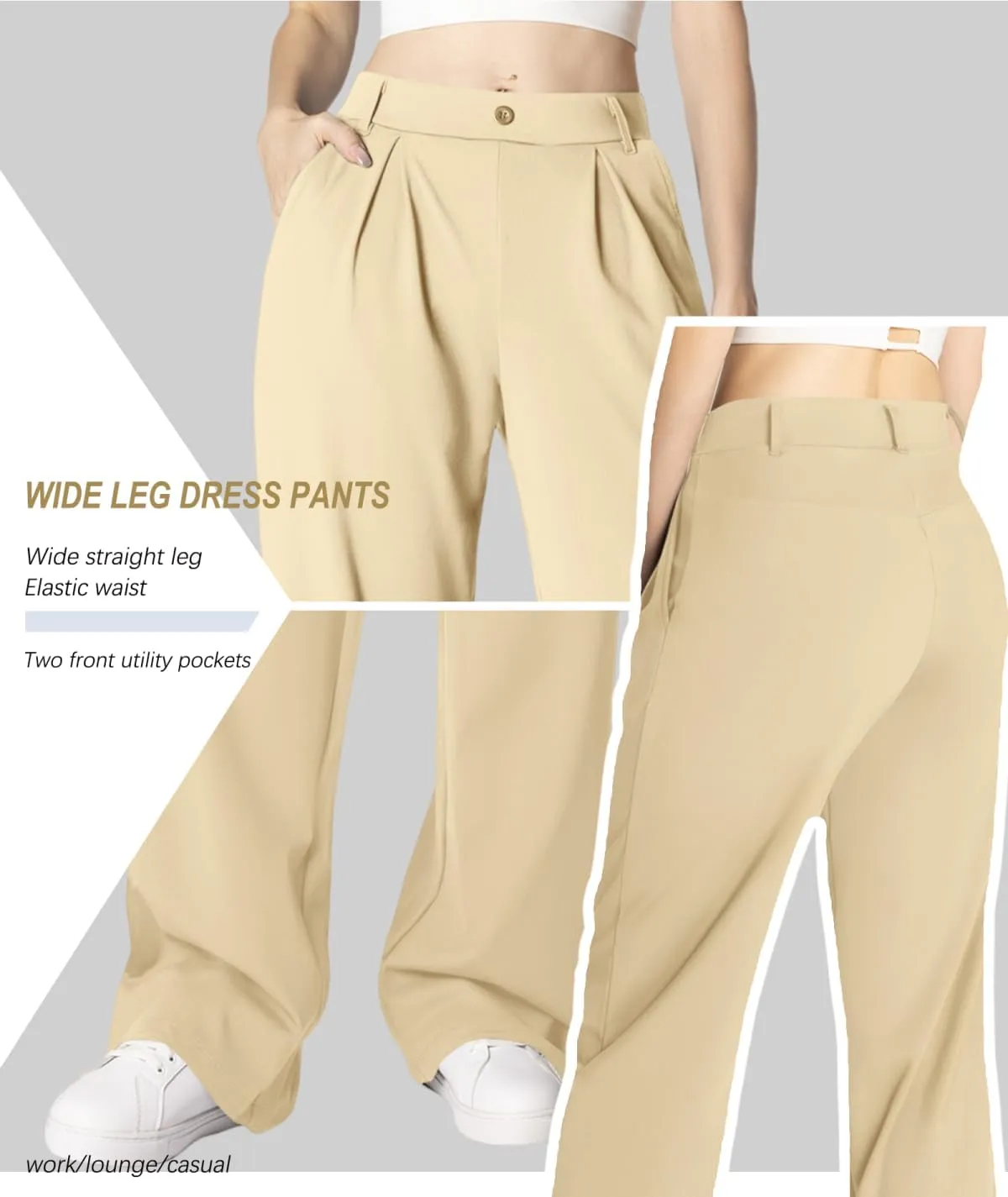 Safort Wide Leg Pants Women Dress Pants 28"/31"/34" Business Casual Trousers Work Office Loose Slacks Belt Loops Pockets