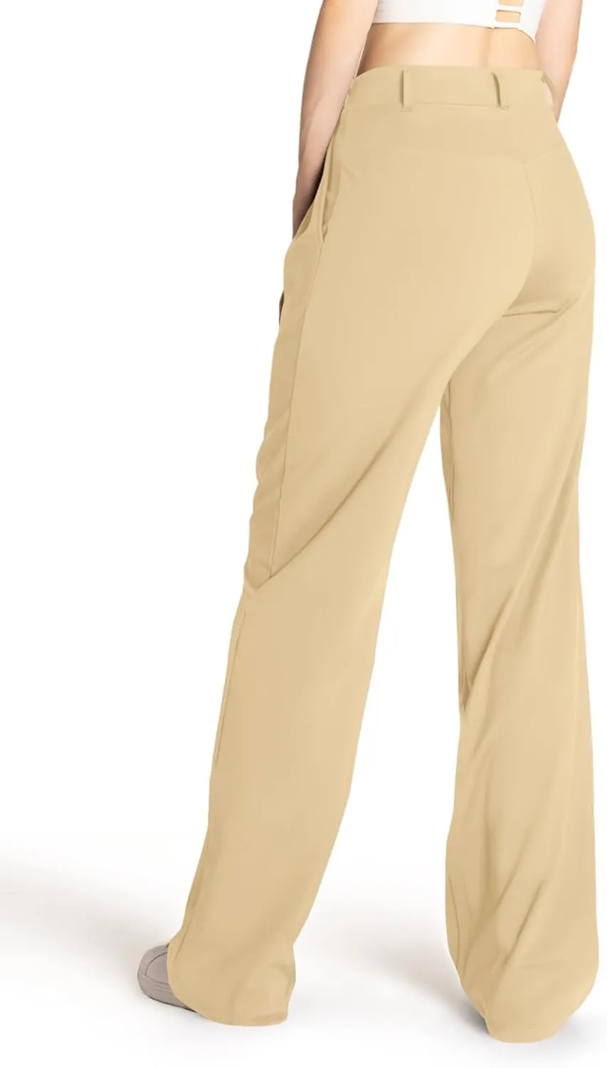 Safort Wide Leg Pants Women Dress Pants 28"/31"/34" Business Casual Trousers Work Office Loose Slacks Belt Loops Pockets