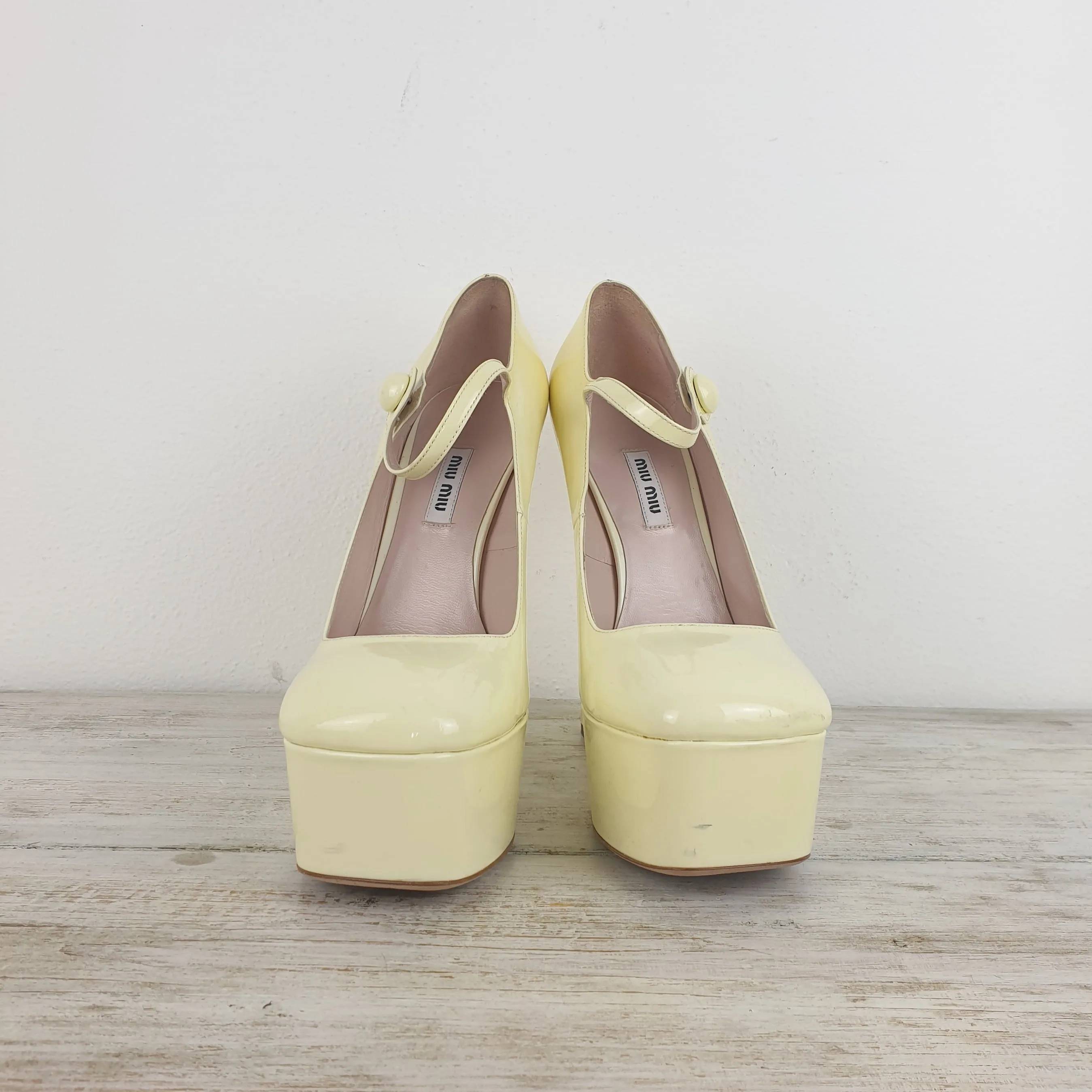 Scarpe miu miu mary jane platform bianche
