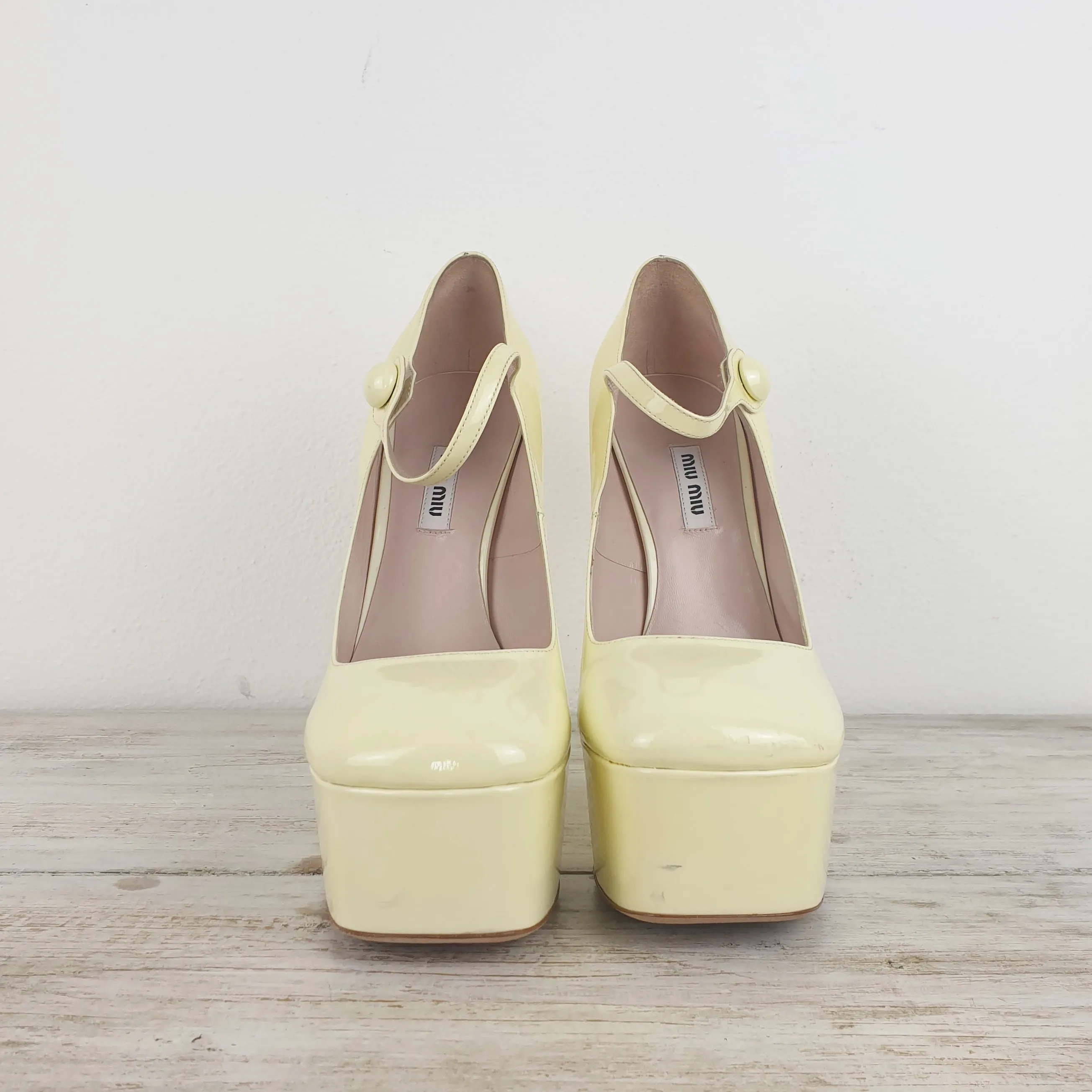 Scarpe miu miu mary jane platform bianche