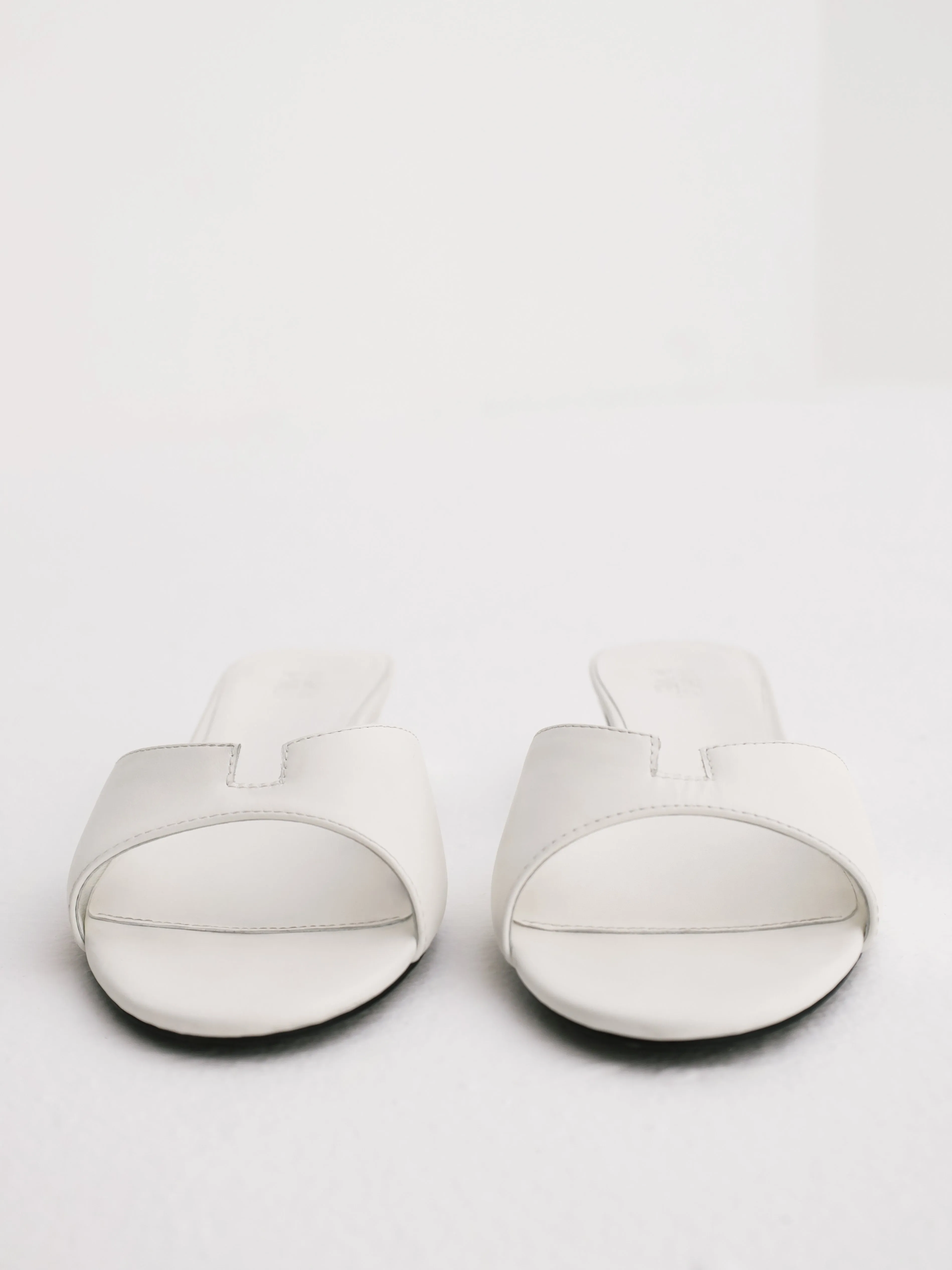 Sofia ALV Leather Block Heel Mules | White
