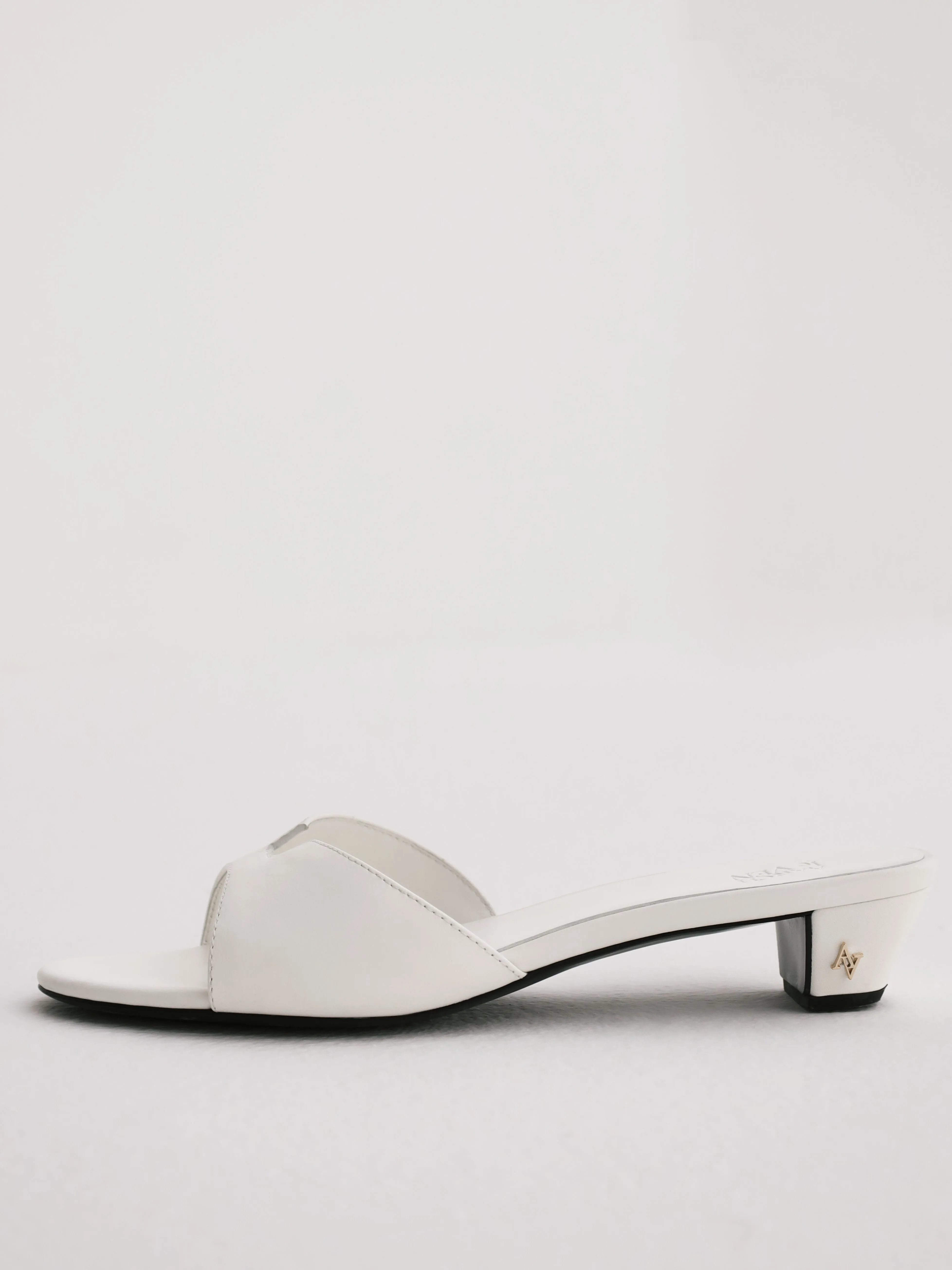 Sofia ALV Leather Block Heel Mules | White