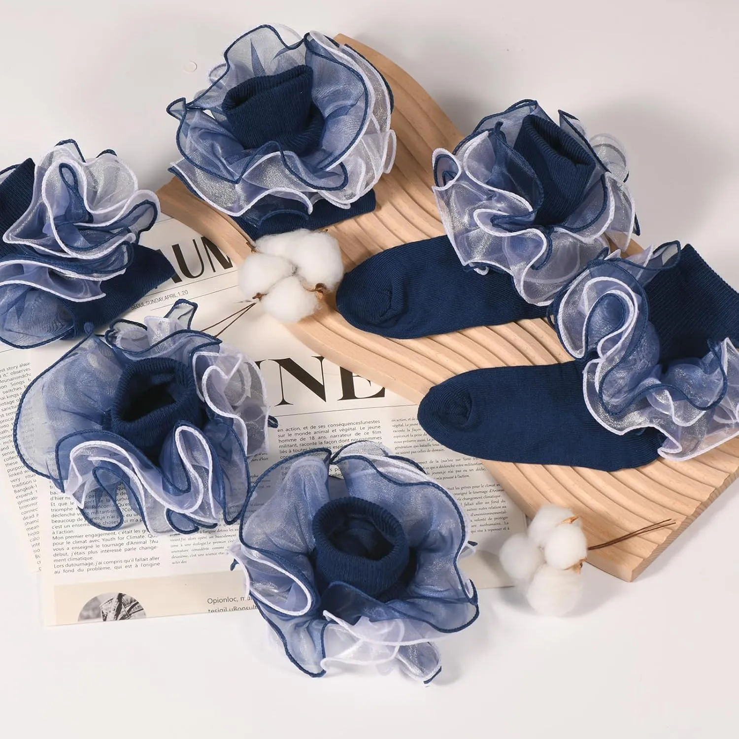 Toddler Girl Ruffle Socks with Big Four-Layer Fluffy Lace Frilly Turn Cuff Dress Baby Girls fancy Pageant