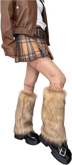 Verdusa Women's Fur Leg Warmers Furry Fuzzy Long Boot Cuff Covers