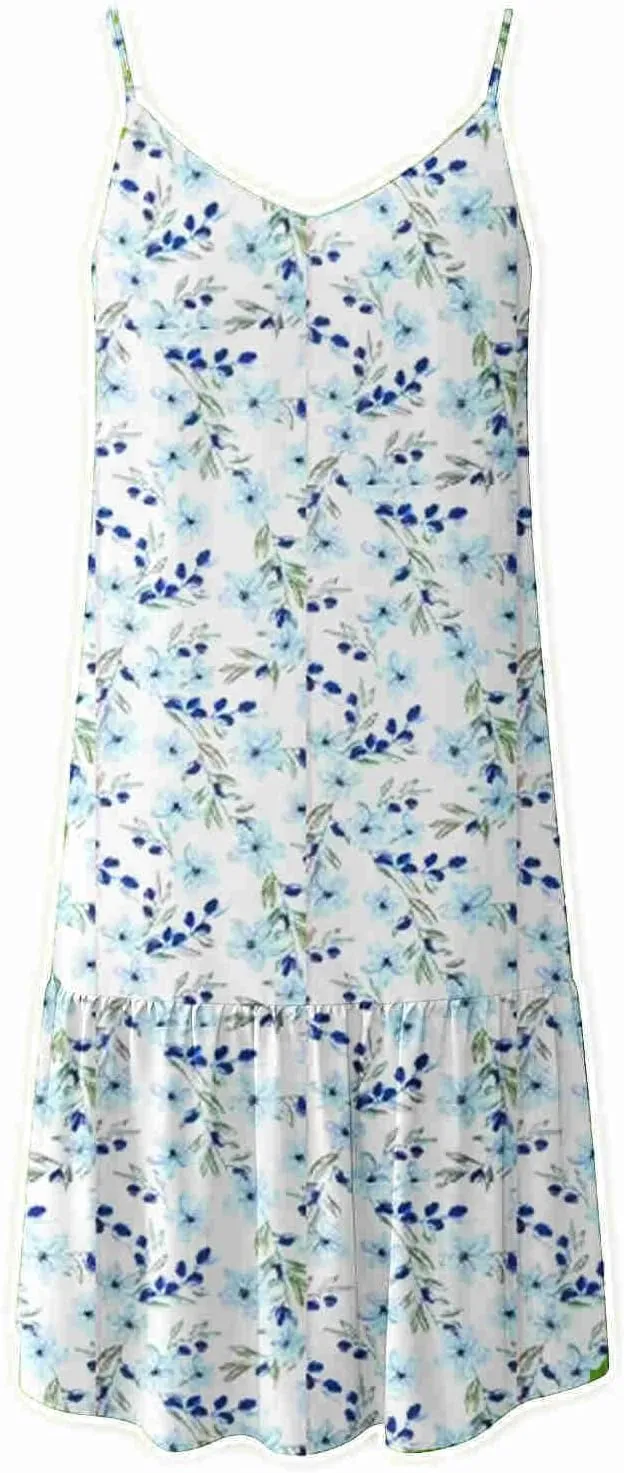 Watoriwa Women's Bohemian Print Dress - V-Neck,Loose Sleeveless, Spaghetti Strap Sundress & Coverup for Summer 2025