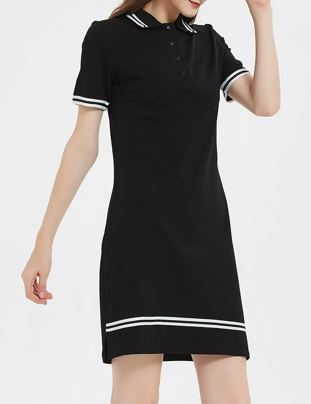 Women's Polo Dress, Shirt Dresses for Curvy Ladies with Polo Neck, Sporty Look for Summer