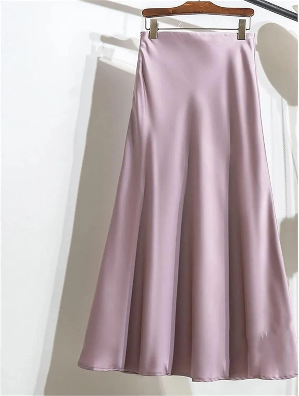 Women's Slim Mermaid Skirt, Luxury Satin High Waist Black