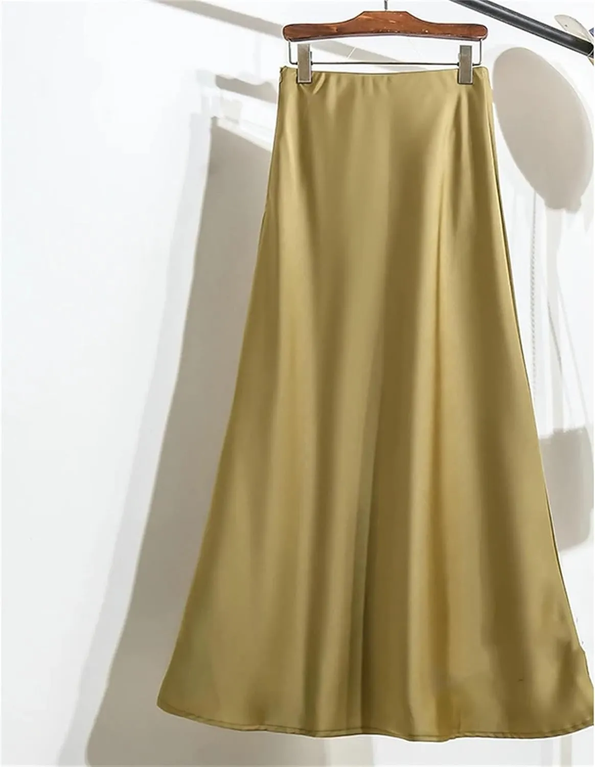 Women's Slim Mermaid Skirt, Luxury Satin High Waist Black
