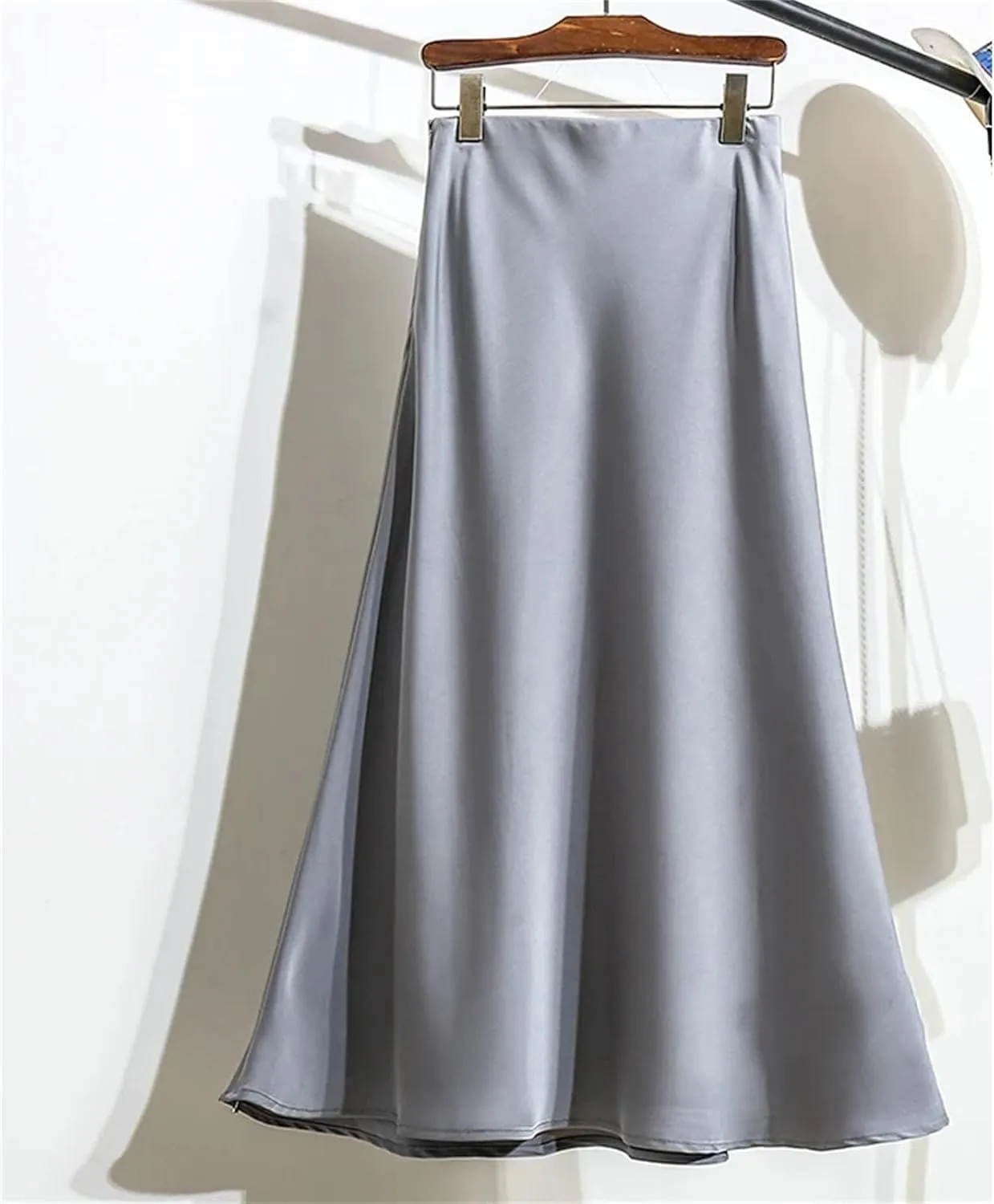 Women's Slim Mermaid Skirt, Luxury Satin High Waist Black