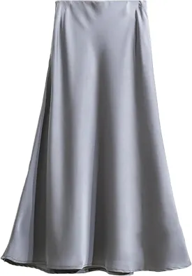 Women's Slim Mermaid Skirt, Luxury Satin High Waist Black
